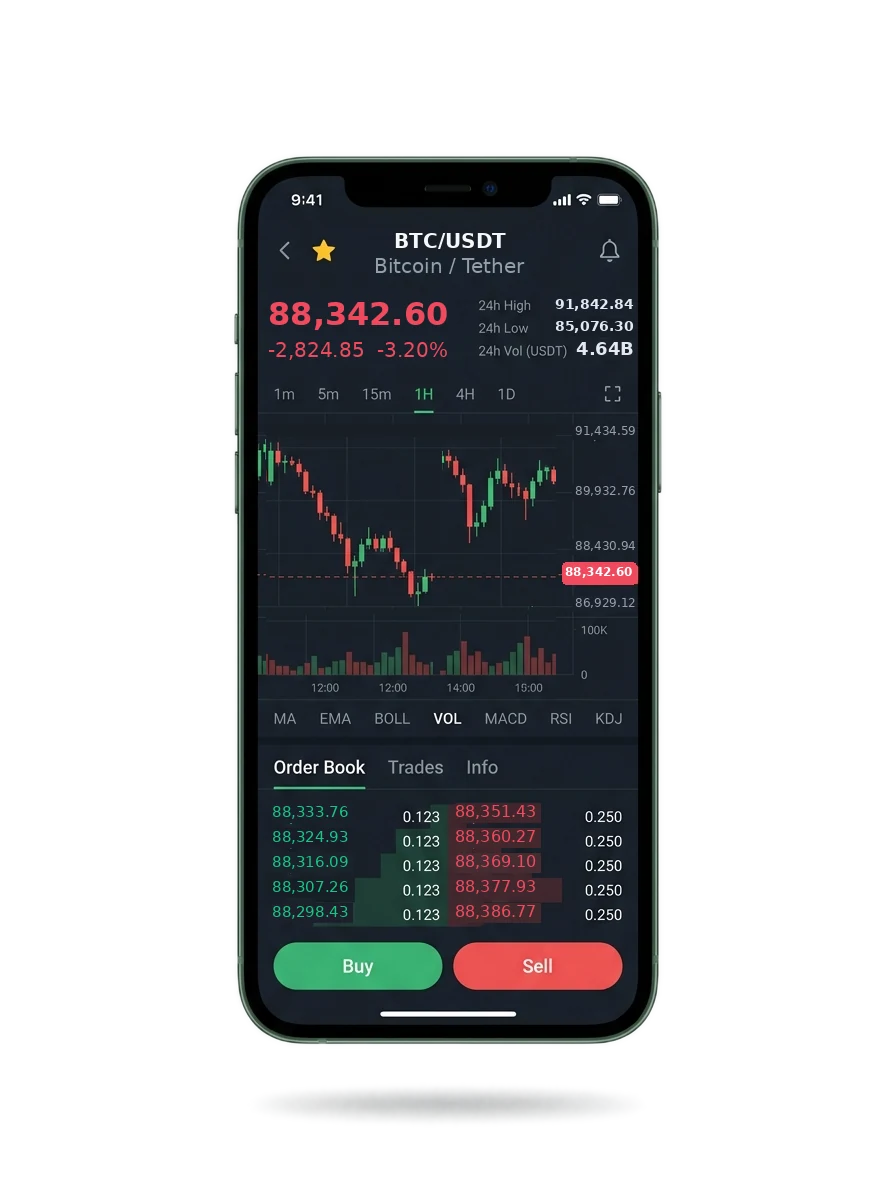 The same portfolio view on a phone screen
